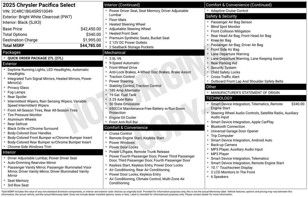 2025 Chrysler Pacifica Select
