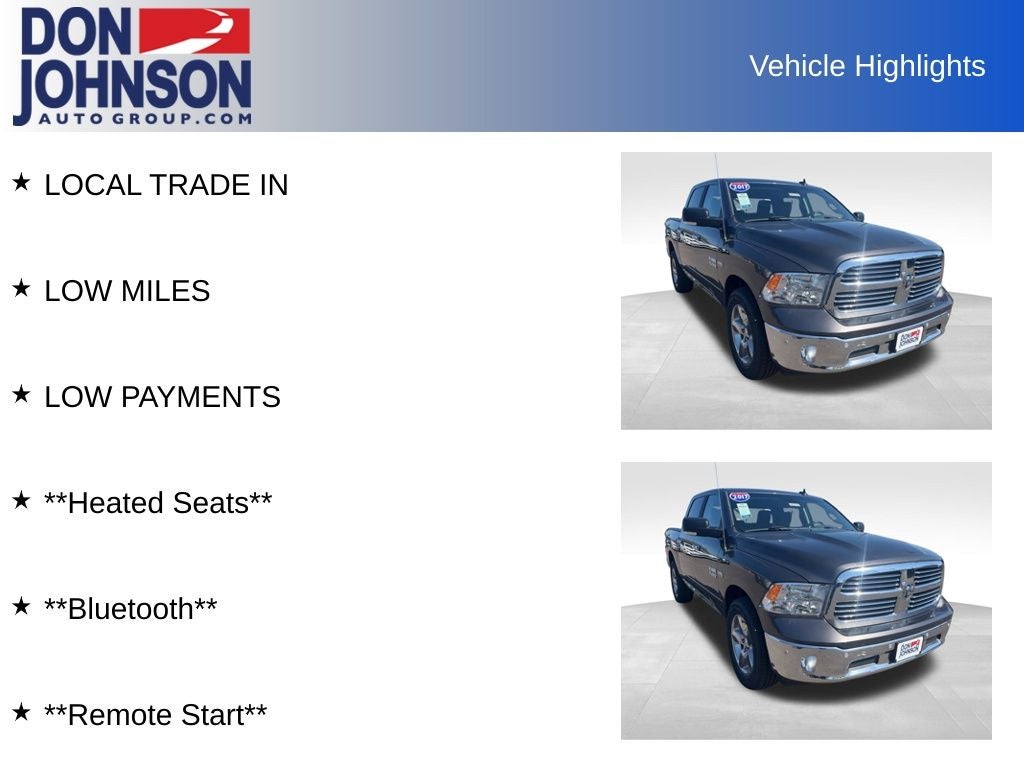 2017 RAM 1500 Big Horn Crew Cab 4x4 5'7' Box